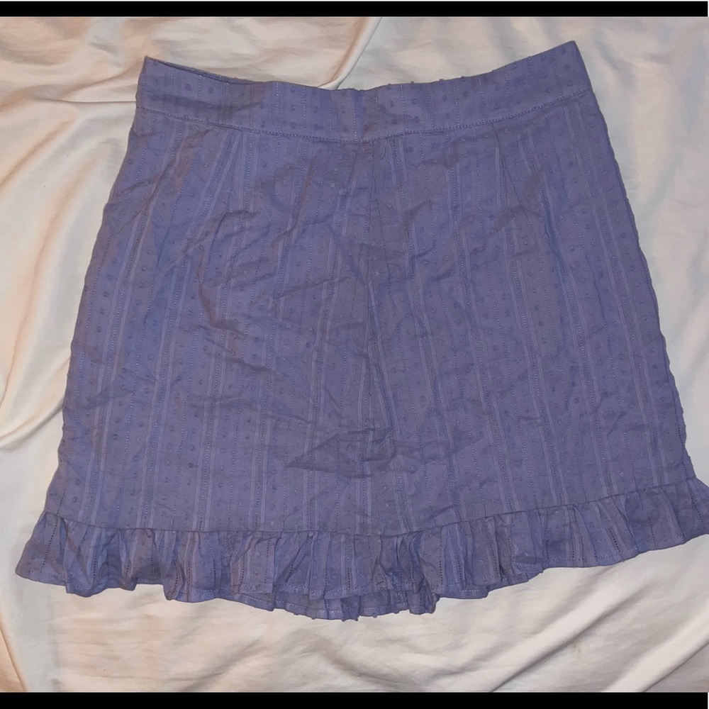 Blue Cotton Patterned Mini Skirt - image 1